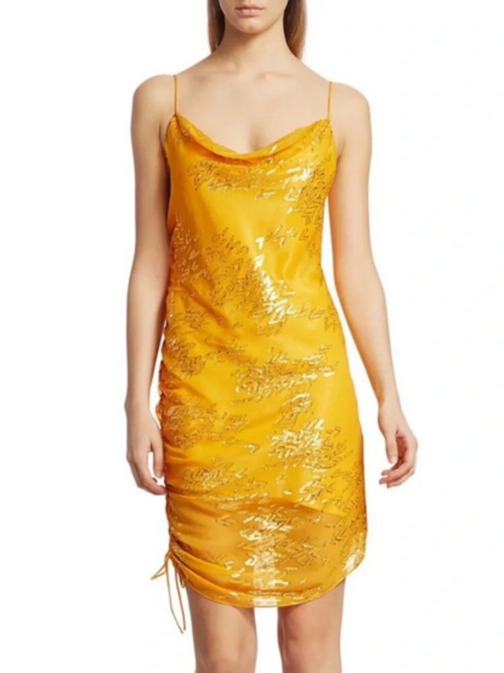 CINQ A SEPT Astrid Jacquard Shimmer Dress in Citrine Gold